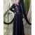 Black Nazneen Applique Flowers Hand Work Party Nida Abaya