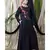 Black Nazneen Applique Flowers Hand Work Party Nida Abaya