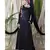 Black Nazneen Applique Flowers Hand Work Party Nida Abaya