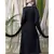 Black Nazneen Applique Flowers Hand Work Party Nida Abaya