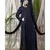 Black Nazneen Diamond Motif Hand Embroidered Flare Nida Abaya