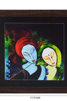 Radha Krishna playing Flute Satin Matt Texture UV Art Painting