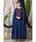 Blue Nazneen Extra Long Wings Sleeve Embroidered Party Abaya