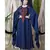 Blue Nazneen Extra Long Wings Sleeve Embroidered Party Abaya