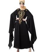 Black Nazneen Extra Long Wings Sleeve Embroidered Party Abaya