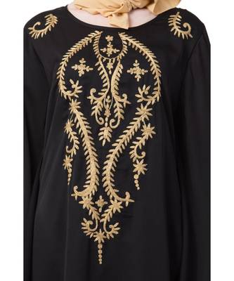 Black Nazneen Extra Long Wings Sleeve Embroidered Party Abaya 5
