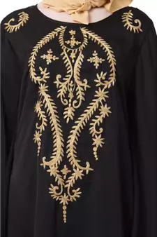 Black Nazneen Extra Long Wings Sleeve Embroidered Party Abaya