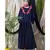 Blue Nazneen Front Long Frill Contrast Flowers Party Abaya