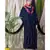 Blue Nazneen Front Long Frill Contrast Flowers Party Abaya