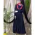 Blue Nazneen Front Long Frill Contrast Flowers Party Abaya