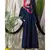 Blue Nazneen Front Long Frill Contrast Flowers Party Abaya