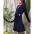 Blue Nazneen Front Long Frill Contrast Flowers Party Abaya