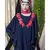Blue Nazneen Front Long Frill Contrast Flowers Party Abaya