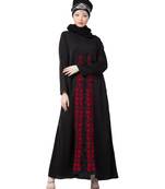 Black Nazneen Front Embroidered Zip At Neck Nida Abaya