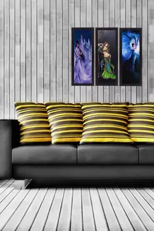 Set Of 3 Beautiful Angels Satin Matt Texture UV Art Painting