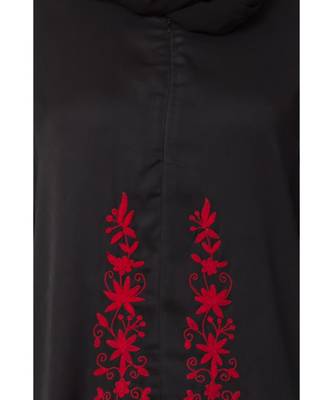 Black Nazneen Front Embroidered Zip At Neck Nida Abaya 5