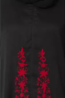 Black Nazneen Front Embroidered Zip At Neck Nida Abaya