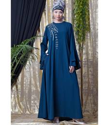 Blue Nazneen Hand Work Teal Party Abaya