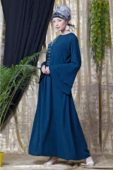Blue Nazneen Hand Work Teal Party Abaya