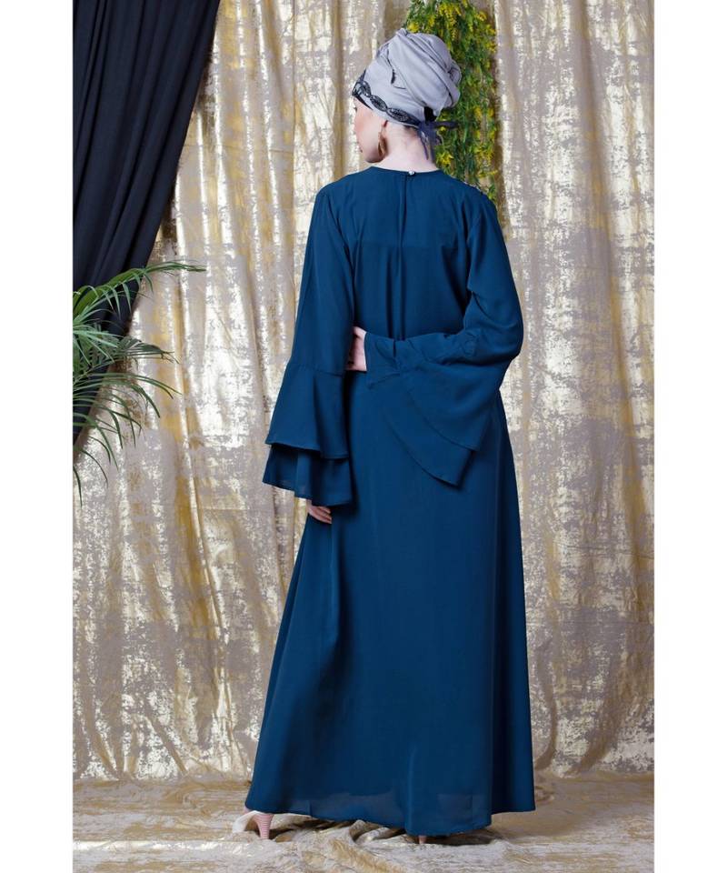 Blue Nazneen Hand Work Teal Party Abaya
