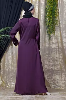 Purple Nazneen Front And Sleeve Hand Embroidered Party Abaya
