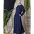 Blue Nazneen Front And Sleeve Hand Embroidered Party Abaya