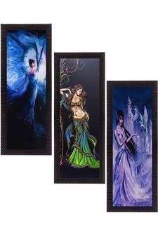 Set Of 3 Beautiful Angels Satin Matt Texture UV Art Painting