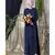 Blue Nazneen Front And Sleeve Hand Embroidered Party Abaya