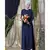 Blue Nazneen Front And Sleeve Hand Embroidered Party Abaya