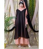 Peach Crepe Plain Layered Abaya Set