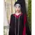 Maroon Nazneen Embroidered Neck Band Double Layer Party Abaya