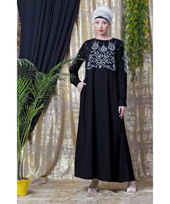 Black Nazneen Embroidered Party Abaya 1