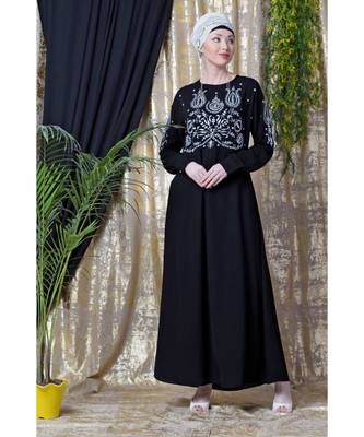 Black Nazneen Embroidered Party Abaya 2