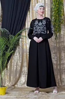 Black Nazneen Embroidered Party Abaya
