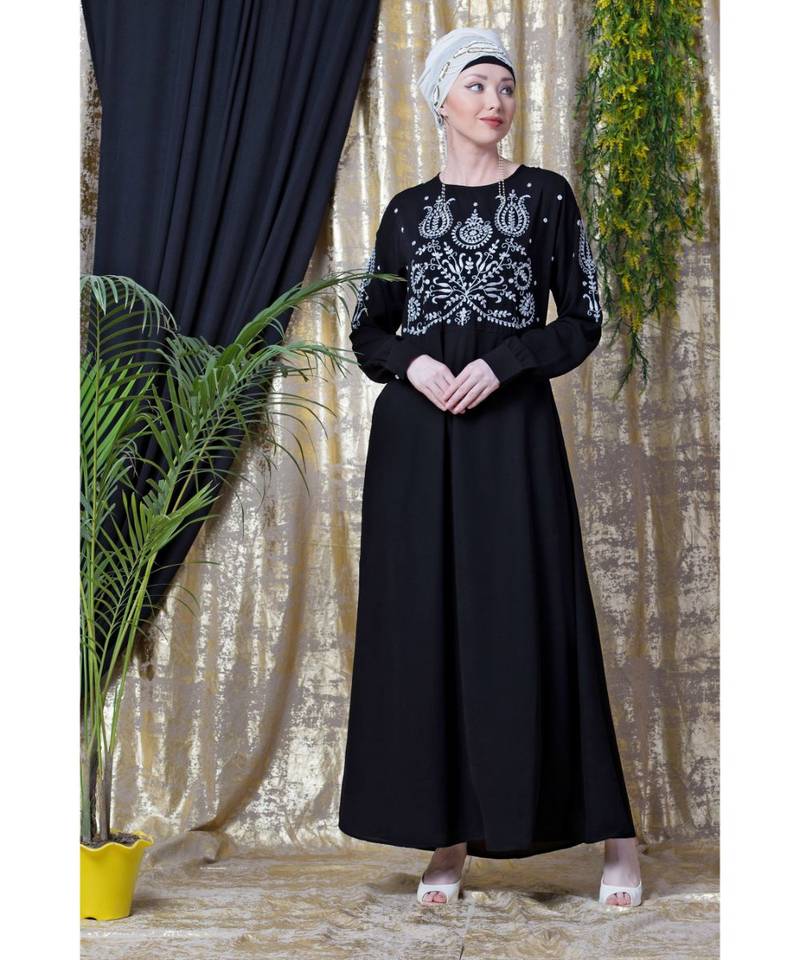 Black Nazneen Embroidered Party Abaya