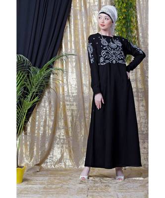 Black Nazneen Embroidered Party Abaya 3