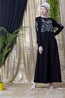 Black Nazneen Embroidered Party Abaya