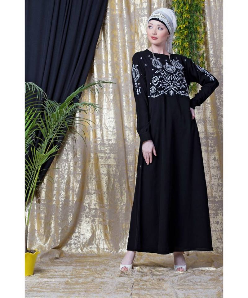 Black Nazneen Embroidered Party Abaya