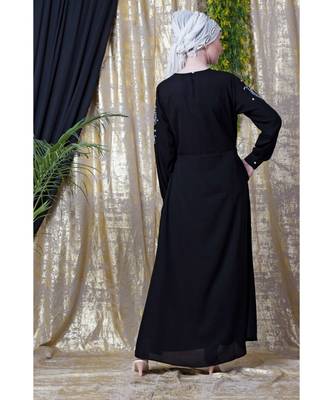 Black Nazneen Embroidered Party Abaya 6