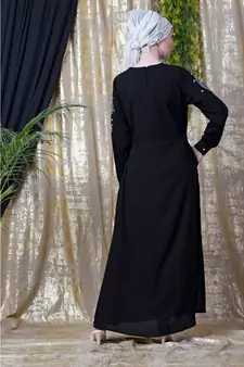 Black Nazneen Embroidered Party Abaya