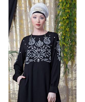 Black Nazneen Embroidered Party Abaya 7