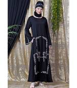 Black Nazneen Front Hand Embroidered Bell Sleeve Party Abaya