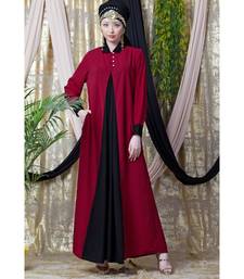 Maroon Nazneen Contrast Yoke Black/Peach  Casual Abaya