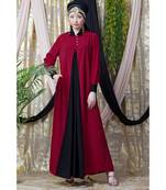 Maroon Nazneen Contrast Yoke Black/Peach  Casual Abaya