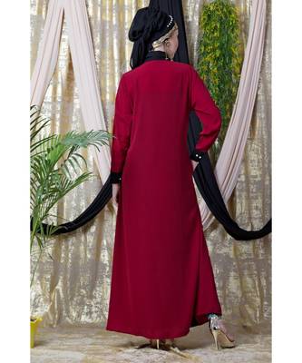 Maroon Nazneen Contrast Yoke Black/Peach  Casual Abaya 6