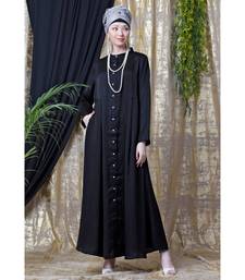 Black Nazneen Front Open With Pleats From Waist Casual Abaya