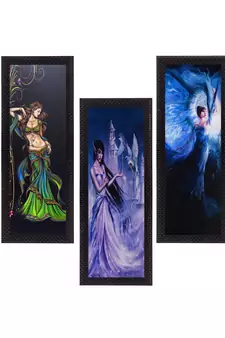 Set Of 3 Beautiful Angels Satin Matt Texture UV Art Painting