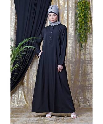 Black Nazneen Front Open  Daily Wear Abaya 1