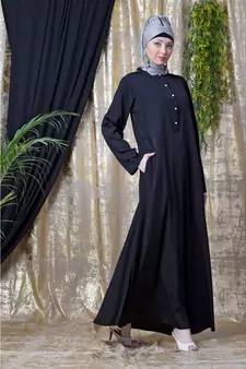 Black Nazneen Front Open  Daily Wear Abaya