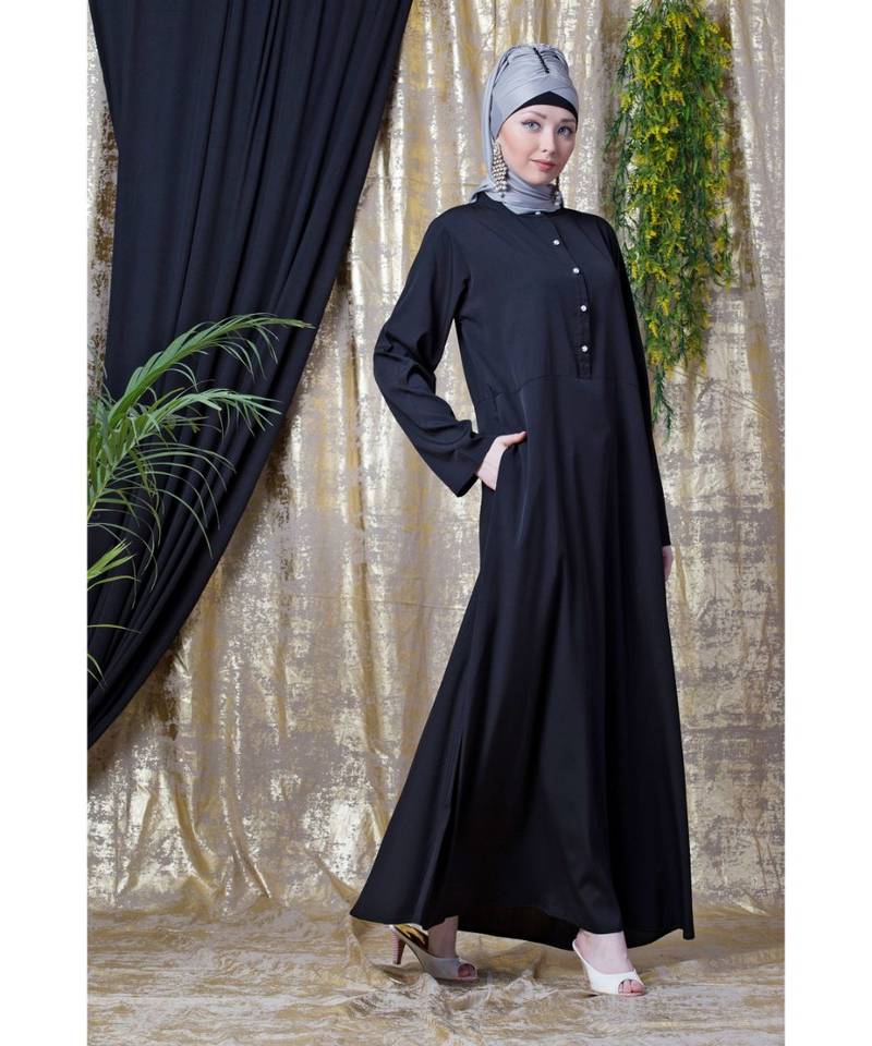 Black Nazneen Front Open  Daily Wear Abaya